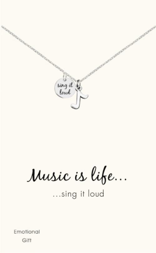 Music note silver pendant